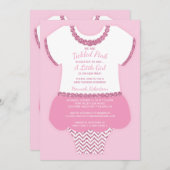 Invitation Baby shower rose, Parties scintillant F (Devant / Derrière)