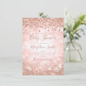 Invitation Baby shower Rose Parties scintillant or Hiver Wond (Debout devant)
