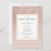 Invitation Baby shower rose Parties scintillant or / Saupoudr (Devant)
