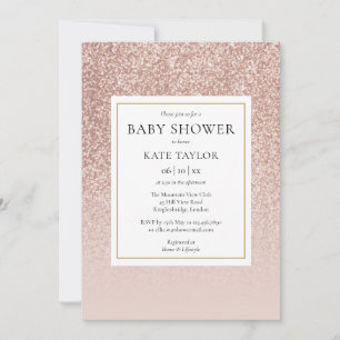 Invitation Baby shower rose Parties scintillant or / Saupoudr