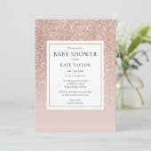 Invitation Baby shower rose Parties scintillant or / Saupoudr (Debout devant)