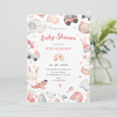 Invitation Baby shower rose pastel (Debout devant)