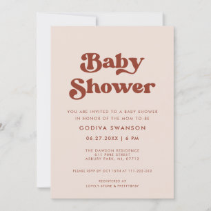 Invitation Baby shower rose Peach élégant et rétro