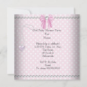 Invitation Baby shower rose perle Pois (Dos)