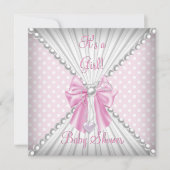 Invitation Baby shower rose perle Pois (Devant)
