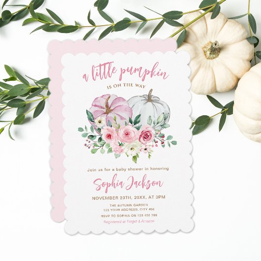 Invitation Baby shower rose petit Citrouille