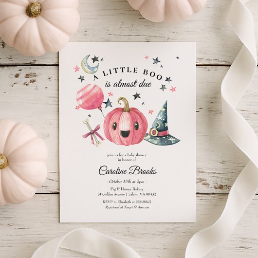 Invitation Baby shower rose petit Citrouille d'Halloween