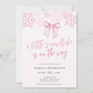 Invitation Baby Shower Rose Petite Flocon de Neige