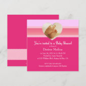 Invitation Baby shower rose petits pieds pour bébé fille (Devant / Derrière)