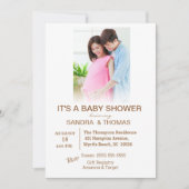 Invitation Baby shower rose photo Couples (Devant)