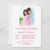Invitation Baby shower rose photo Couples (Devant)