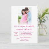 Invitation Baby shower rose photo Couples (Debout devant)