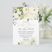 Invitation Baby shower Rose PixDezines Watercolor Alabaster (Debout devant)