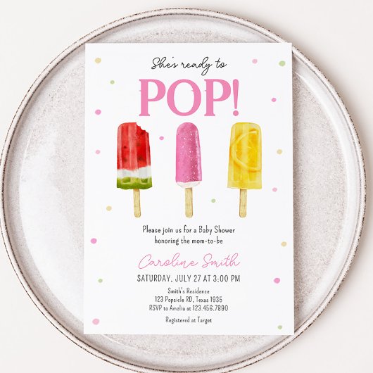Invitation Baby shower rose Popsicle