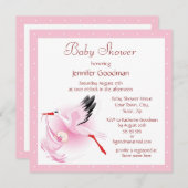 Invitation Baby shower rose pour bébés (Devant / Derrière)