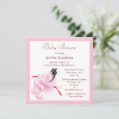 Invitation Baby shower rose pour bébés (Debout devant)