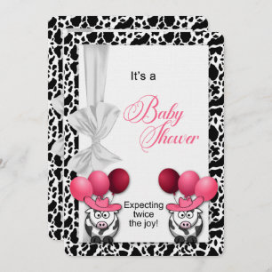 Invitation Baby shower rose pour jumelles