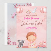 Invitation Baby shower rose pour les filles - mign (Devant / Derrière)