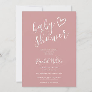 Invitation Baby Shower Rose Poussiéreux Rose Bébé Fille