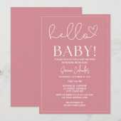 Invitation Baby shower rose poussiéreux simple (Devant / Derrière)