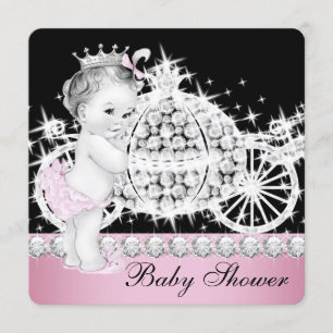 Invitation Baby Shower Rose Princesse Cheval et Carrosse