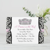 Invitation Baby shower rose princesse rose noir Damas (Debout devant)
