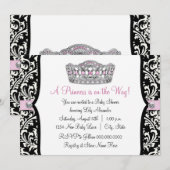 Invitation Baby shower rose princesse rose noir Damas (Devant / Derrière)
