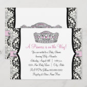 Invitation Baby shower rose princesse rose noir Damas (Devant / Derrière)