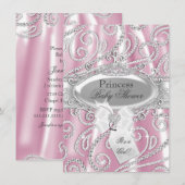 Invitation Baby shower rose princesse Sparkle Diamond Invitat (Devant / Derrière)