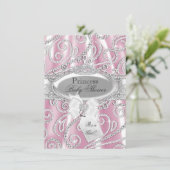 Invitation Baby shower rose princesse Sparkle Diamond Invitat (Debout devant)