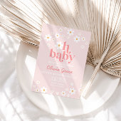 Invitation Baby Shower Rose Rétro Fille