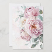 Invitation Baby shower rose romantique à fleurs (Dos)