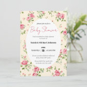 Invitation Baby shower Rose Rose (Debout devant)