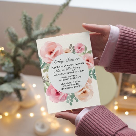 Invitation Baby shower Rose Rose