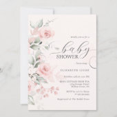 Invitation Baby shower rose rose (Devant)