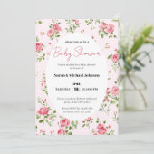 Invitation Baby shower Rose Rose (Debout devant)