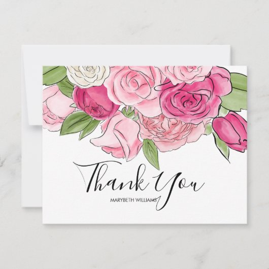 Invitation Baby shower Rose rose Aquarelle (Devant)