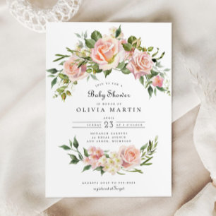 Invitation Baby shower rose Rose floral