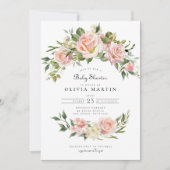 Invitation Baby shower rose Rose floral (Devant)