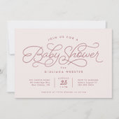 Invitation Baby shower rose rose pâle mignon (Devant)
