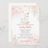 Invitation baby shower rose rose rose princesse cy (Devant / Derrière)