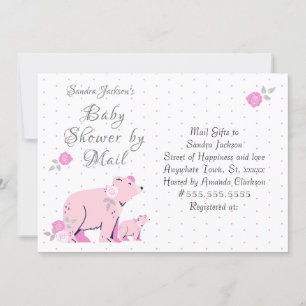 Invitation Baby shower rose rose rose rose ours et épicerie