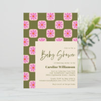 Baby shower rose rose vert Fleur en damier