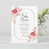 Invitation Baby shower rose rouge (Debout devant)