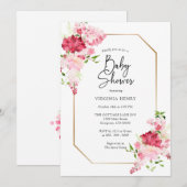 Invitation Baby shower rose rouge (Devant / Derrière)