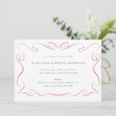 Invitation Baby shower rose ruban classique (Debout devant)