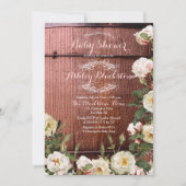 Invitation Baby shower Rose Rustic Country Wood Scotch (Devant)