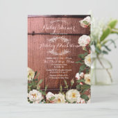 Invitation Baby shower Rose Rustic Country Wood Scotch (Debout devant)