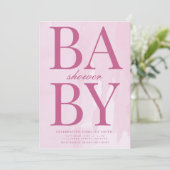 Invitation Baby shower rose simple (Debout devant)