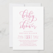 Invitation Baby shower rose simple (Devant)